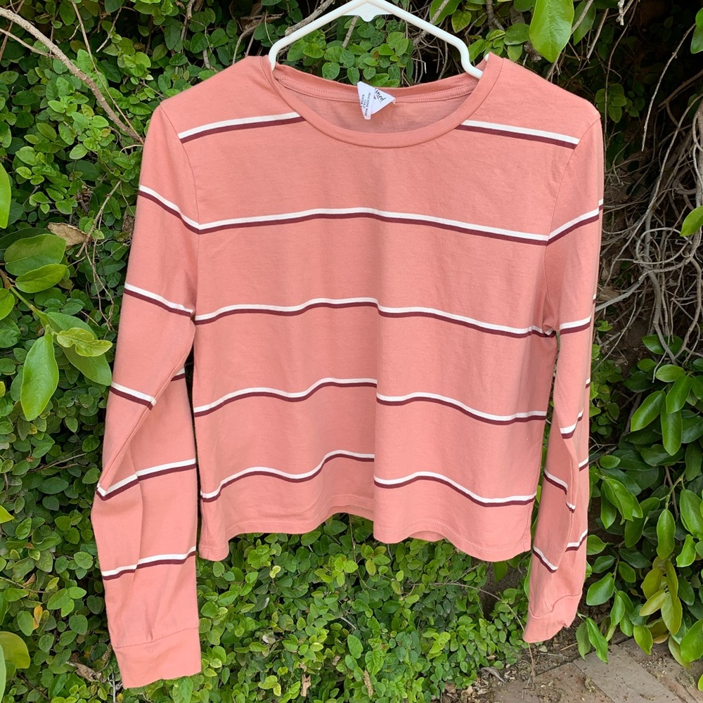 Pink Striped Crop Top